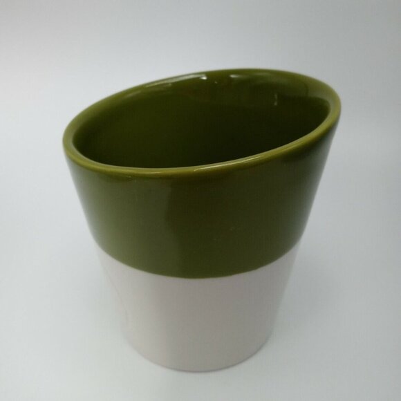 Starbucks Tazo Retired 2011 Mug Green White Slanted Top Handleless Tea Cup 8oz - Picture 2 of 6